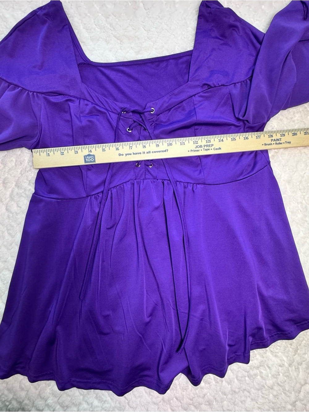Purple Fairycore Renaissance Lace Up Bell Sleeve Top - Picture 6 of 10